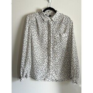 Vintage Classique Works Blouse With Abstract Dash Pattern Size 40